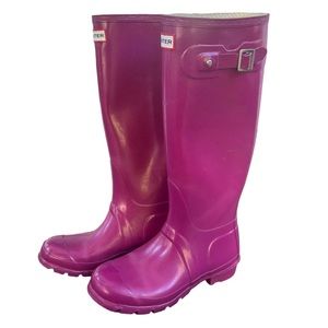 HUNTER Rain Boots Original Tall Gloss, Raspberry Pink, Women’s 5